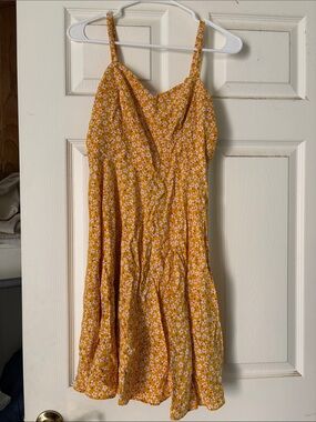 Old Navy Yellow Floral Spaghetti-Strap Mini Dress